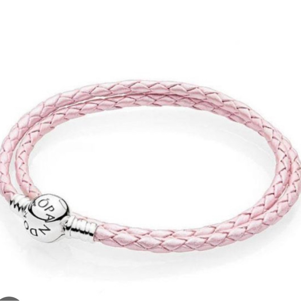 Pandora Pink Braided Double-Leather Charm Bracelet